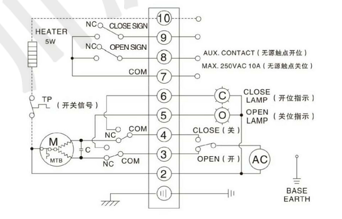 電動(dòng)球閥開(kāi)關(guān)型接線圖